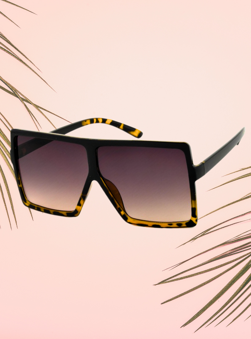 Sunglasses, Tortoise & Black Two Tone Frame with Black Gradient Lens