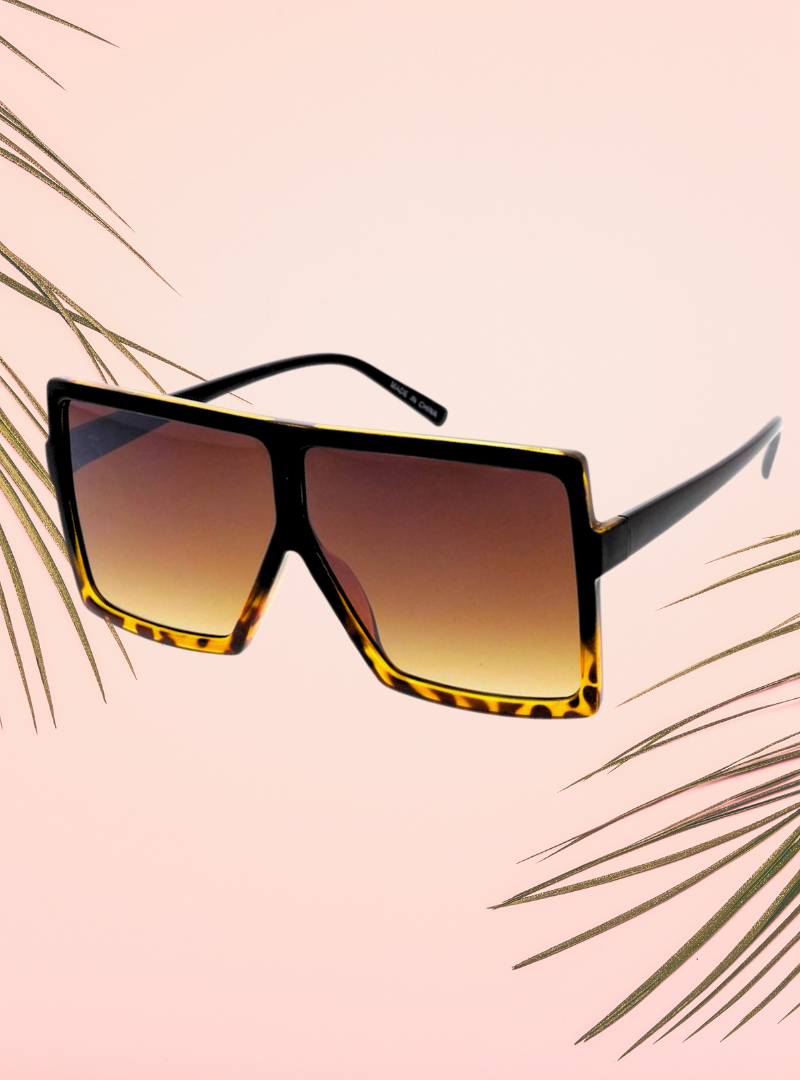 Sunglasses, Tortoise & Black Two Tone Frame with Brown Gradient Lens