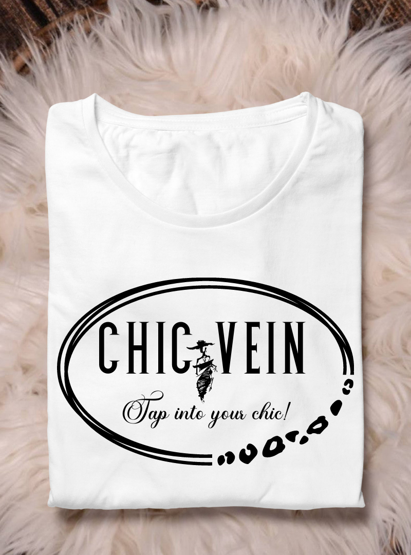 Chic Graphic Tee - White, Chic Vein Branded T-shirt