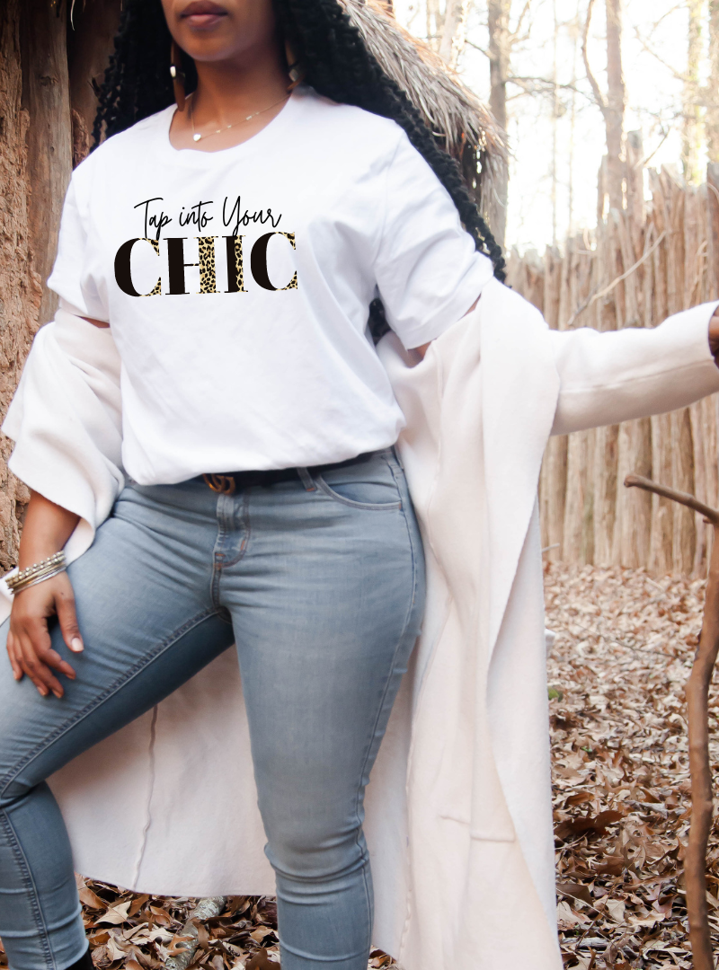 Womens Tap Into Your Chic Graphic Tee-White, Chic Vein New T-shirt Collection 2022