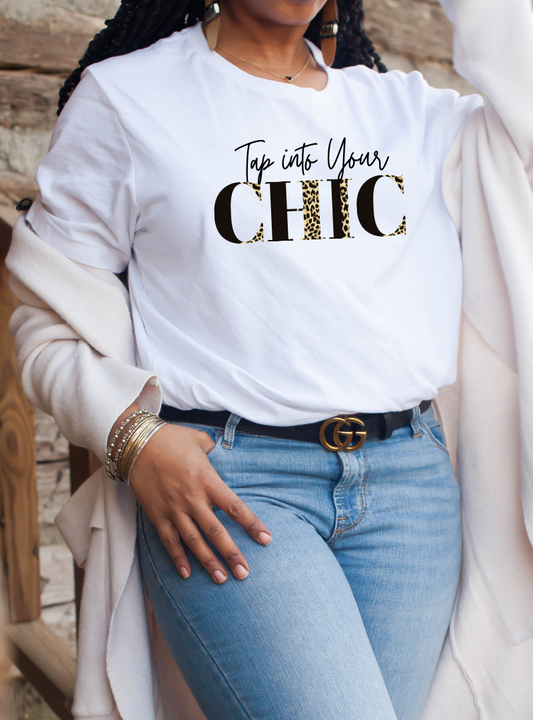 Womens Tap Into Your Chic Graphic Tee-White, Chic Vein New T-shirt Collection 2022