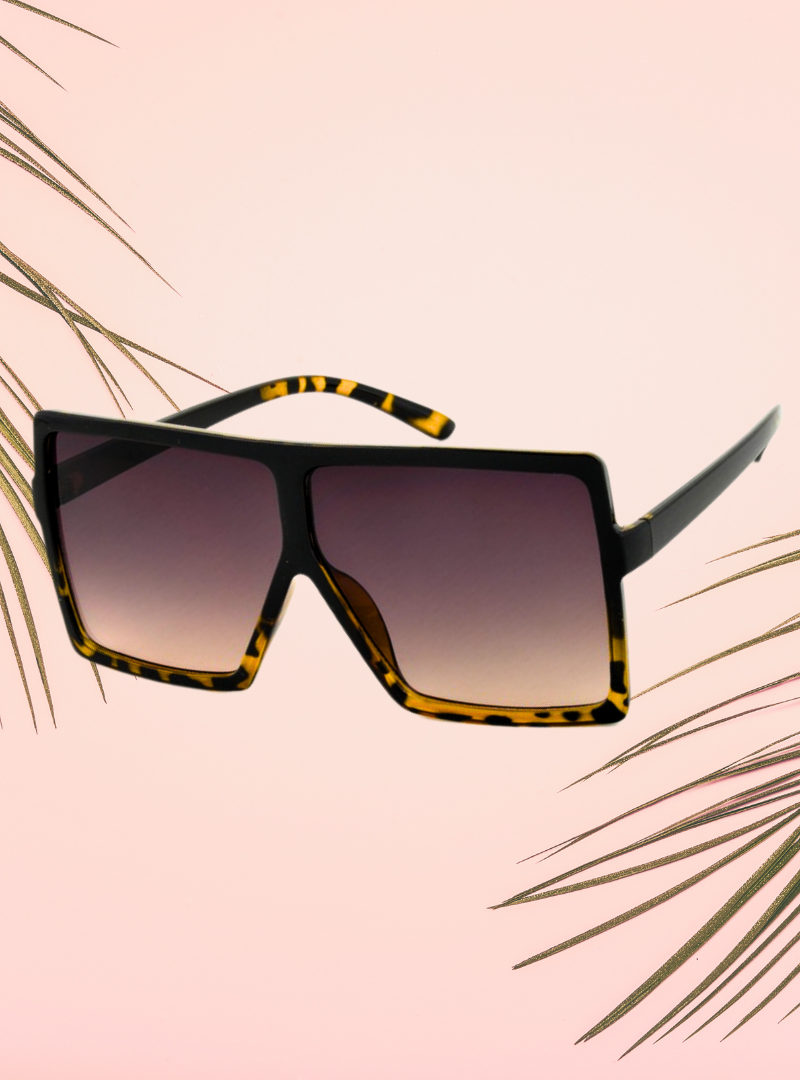 Sunglasses, Tortoise & Black Two Tone Frame with Black  Gradient Lens